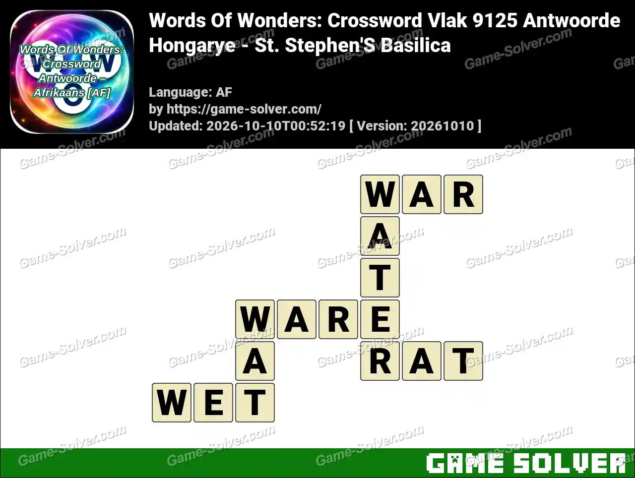 Words Of Wonders: Crossword Vlak 9125 Antwoorde – Hongarye – St. Stephen’S Basilica